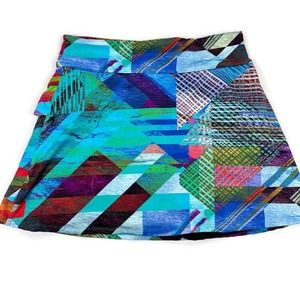 Dona Jo Fit Multicolored Mini Tennis Performance Colorful Skort Skirt Size 2 L